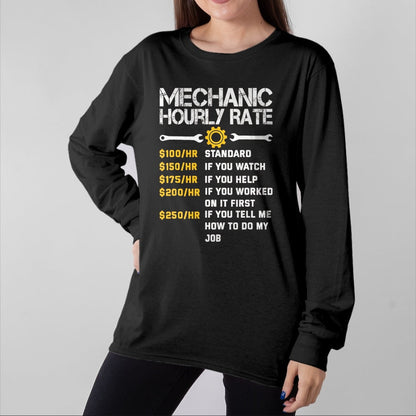 Best Mechanic Life Shirt, Funny Mechanic UnisexT-Shirt/Hoodie/Sweatshirt HLT00 - Mechanic Hourly Rate Funny Mechanics Labor Rates Men T-Shirt, Men, Black, Large