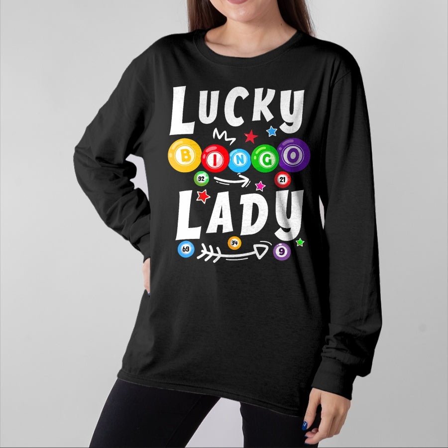 Gift for Mom Shirt, Funny Mom Unisex T-Shirt/Hoodie/Sweatshirt HLT00 - Bingo Night Funny Bingo Lucky Bingo Lady For Grandma Mom T-Shirt