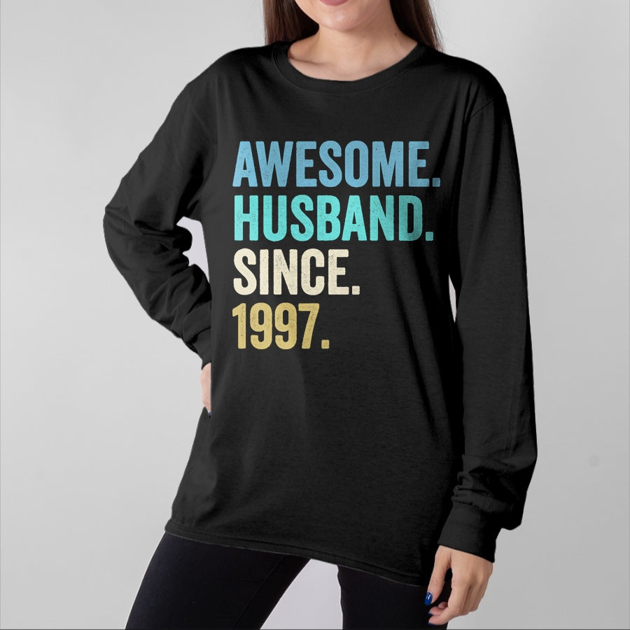 Best Wife Shirt, Wife and Husband Unisex T-Shirt/Hoodie/Sweatshirt HLT00 - Awesome Husband Since 1997 27th wedding anniversary 27 years T-Shirt