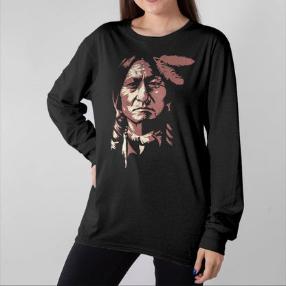 Native American T-Shirts, Vintage Native American Unisex T-Shirt/Hoodie/Sweatshirt HLT00 - sitting bull native american chief indian warrior men women
