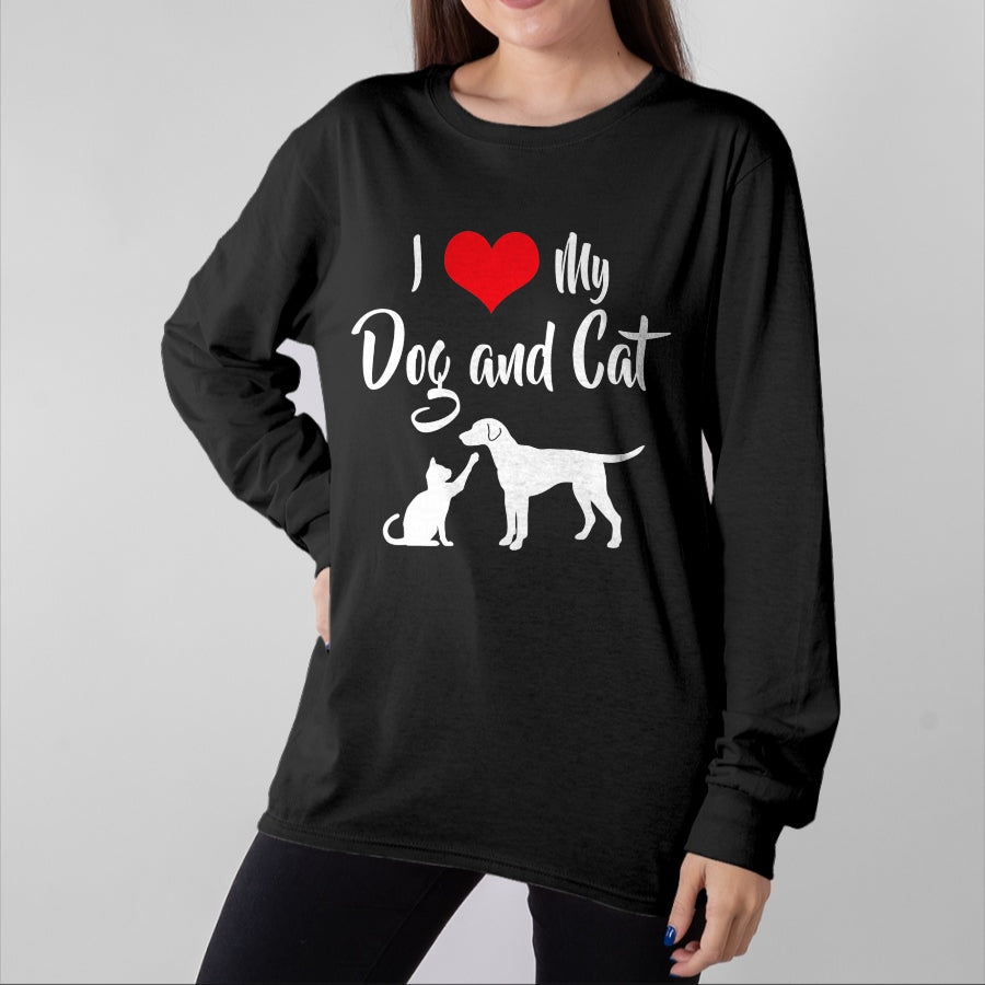 Cat Love Shirt, Funny Cat Lover Gift UnisexT-Shirt/Hoodie/Sweatshirt HLT00 - I Love My Dog And Cat T-Shirt (1)