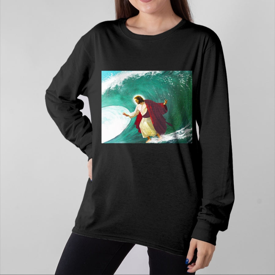 Christian Tee, Christian Faith Unisex T-Shirt/Hoodie/Sweatshirt HLT00 - Jesus Walking On Water Evangelical Christian Gift T-Shirt