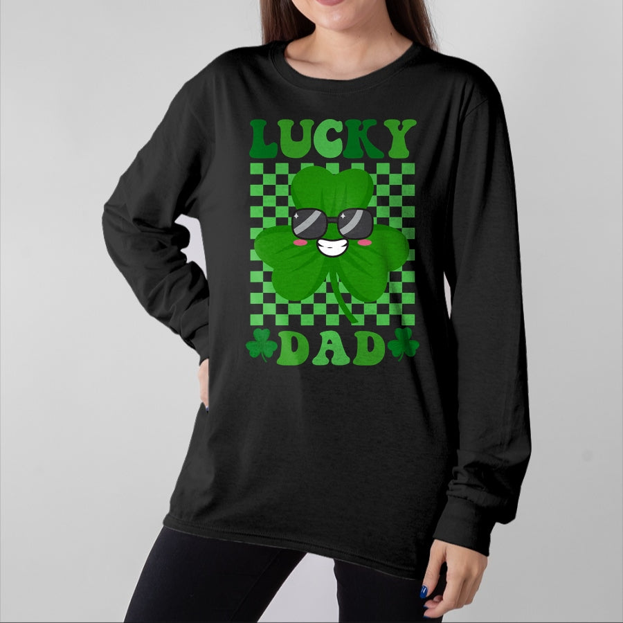 Gift for Dad Shirt, Funny Dad Unisex T-Shirt/Hoodie/Sweatshirt HLT00 – Lucky Dad Rainbow St Patricks Day Lucky Dad T-Shirt