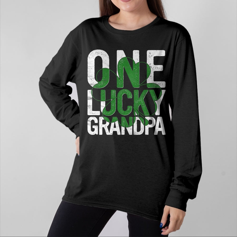 Gift for Dad Shirt, Funny Dad Unisex T-Shirt/Hoodie/Sweatshirt HLT00 – One Lucky Grandpa Irish Grandfather St Patricks Day Dad T-Shirt