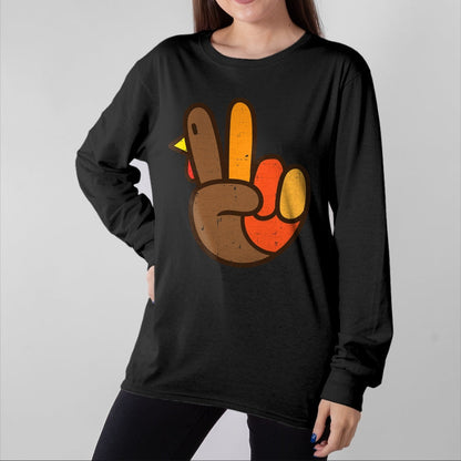 Best Thanksgiving Family Shirt , Funny Thanksgiving UnisexT-Shirt/Hoodie/Sweatshirt HLT00 - Peace Sign Turkey Hand Cool Thanksgiving Hippie Men Women T-Shirt