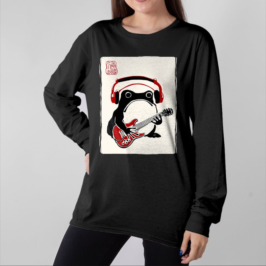 Guitar Lover Shirt, Funny Guitar UnisexT-Shirt/Hoodie/Sweatshirt HLT00 - Funny Grumpy Frog Guitar Rock Music Kawaii Japanese T-Shirt