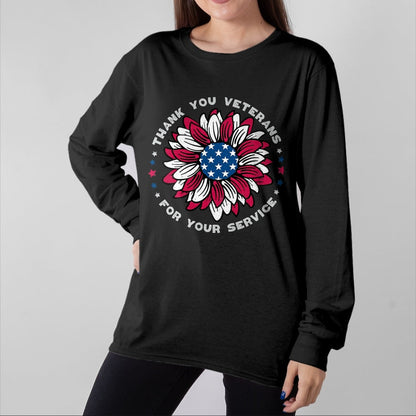Proud Veteran Shirt, Funny Veteran UnisexT-Shirt/Hoodie/Sweatshirt HLT00 - Thank You Veterans Sunflower, Military Veterans Day Tribute T-Shirt, Men, Black, 3X-Large