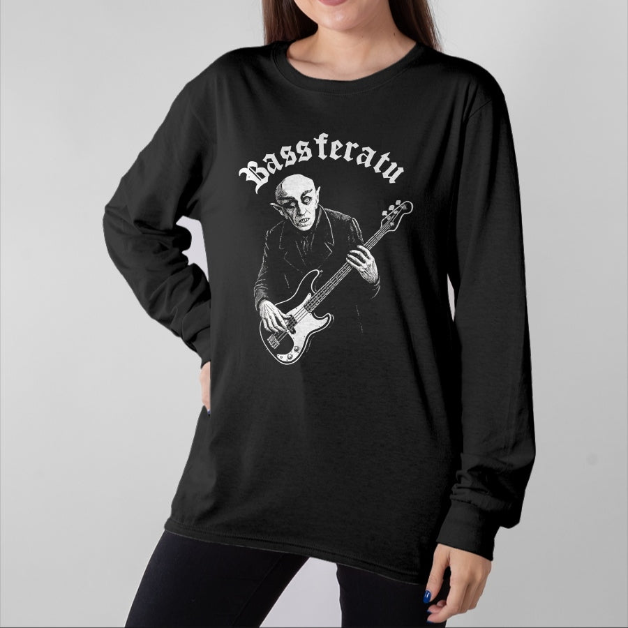 Guitar Lover Shirt, Funny Guitar UnisexT-Shirt/Hoodie/Sweatshirt HLT00 - Bassferatu Gothic Horror Bass Guitar Player Halloween Parody T-Shirt