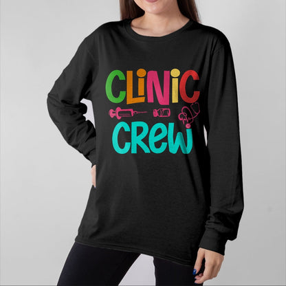Funny Nurse Shirt, Nurse Unisex T-Shirt/Hoodie/Sweatshirt HLT00 - Retro Clinic Crew For School Nurse Crew Girl Women Mama Wife T-Shirt
