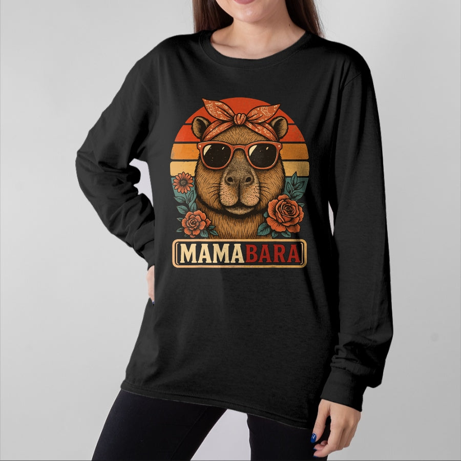Cute Capybara Shirt, Funny Capybara Unisex T-Shirt/Hoodie/Sweatshirt HLT00 - Mamabara Capybara Mother T-Shirt (1)