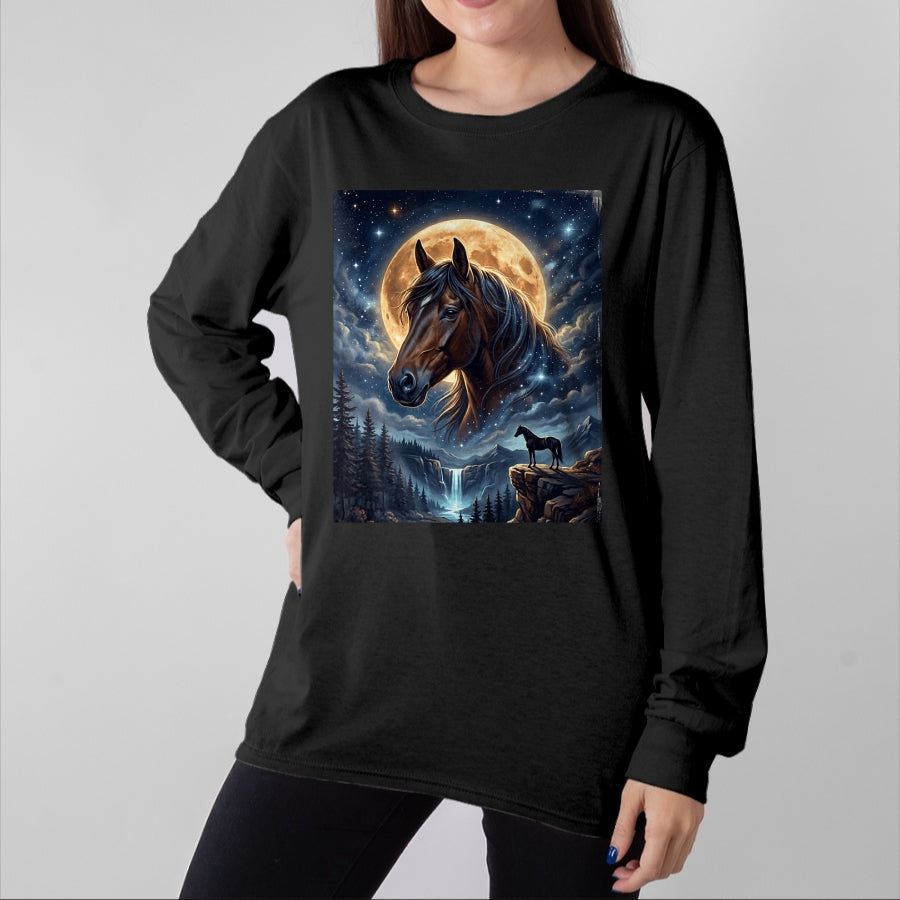 Best Horse Lover Shirt , Funny Horse UnisexT-Shirt/Hoodie/Sweatshirt HLT00 -Mystical Retro Majestic Horse Spirit Animal Full Moon Nature T-Shirt