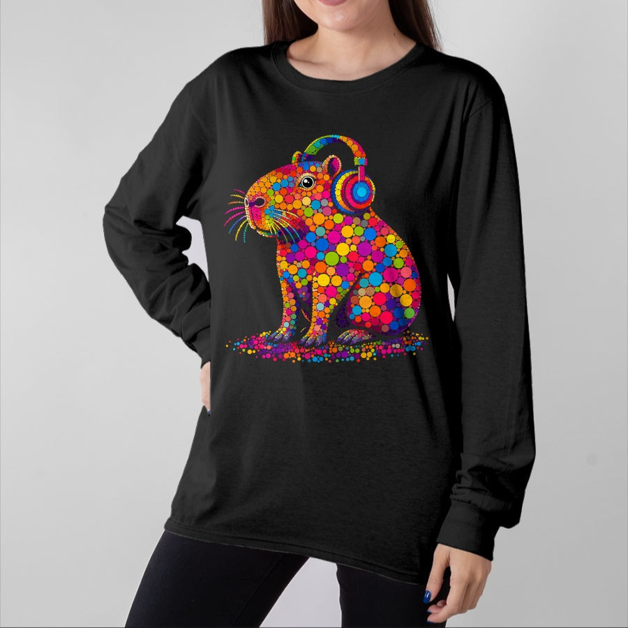 Cute Capybara Shirt, Funny Capybara Unisex T-Shirt/Hoodie/Sweatshirt HLT00 - Funny Capybara Dots Art Animal Lovers Students Boys Girls T-Shirt (3)