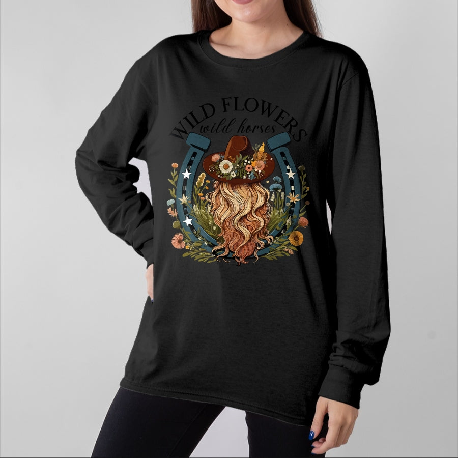 Best Horse Lover Shirt , Funny Horse UnisexT-Shirt/Hoodie/Sweatshirt HLT00 - Wildflowers Wild Horses Western Boho Country Music T-Shirt