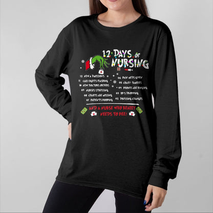Funny Nurse Shirt, Nurse Unisex T-Shirt/Hoodie/Sweatshirt HLT00 - Nurses Merry Christmas Funny 12 Days of Nursing Xmas Women T-Shirt