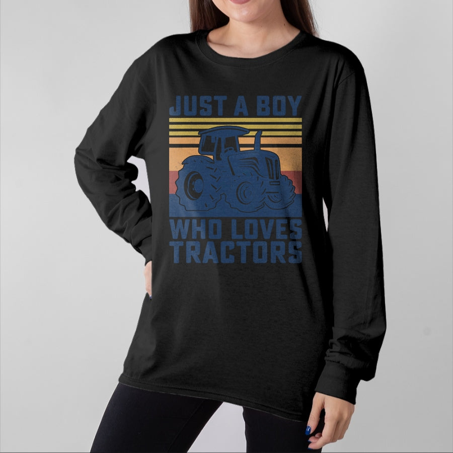 Best Farmer Life Shirt, Funny Farmer UnisexT-Shirt/Hoodie/Sweatshirt HLT00 - Kids Farm Just a Boy Who Loves Tractors, Farmers, Toddlers, Boys T-Shirt