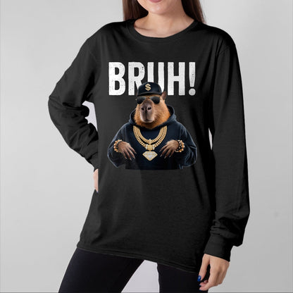 Cute Capybara Shirt, Funny Capybara Unisex T-Shirt/Hoodie/Sweatshirt HLT00 - Stylish Hip Hop Capybara Long Sleeve T-Shirt