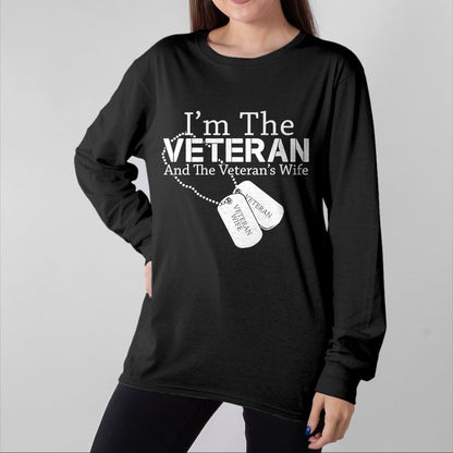 Proud Veteran Shirt, Funny Veteran UnisexT-Shirt/Hoodie/Sweatshirt HLT00 - Womens I Am The Veteran Veterans Day US Military Patriotic V-Neck T-Shirt