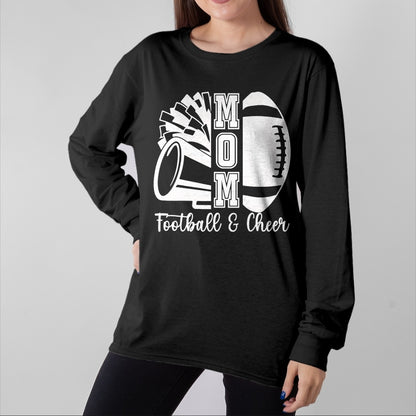 Gift for Mom Shirt, Funny Mom Unisex T-Shirt/Hoodie/Sweatshirt HLT00 - Mom Of Both Proud Football And Cheer Mom T-Shirt