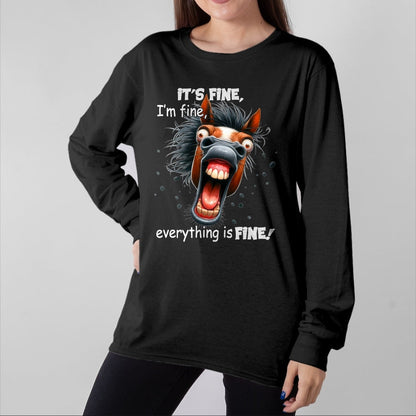 Best Horse Lover Shirt , Funny Horse UnisexT-Shirt/Hoodie/Sweatshirt HLT00 - Funny Horse It_s Fine I_m Fine Everything Is Fine T-Shirt