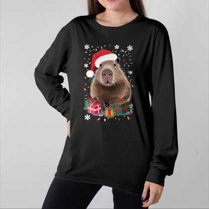 Cute Capybara Shirt, Funny Capybara Unisex T-Shirt/Hoodie/Sweatshirt HLT00 - Capybara Christmas Long Sleeve T-Shirt (5)