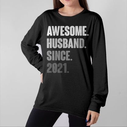 Best Wife Shirt, Wife and Husband Unisex T-Shirt/Hoodie/Sweatshirt HLT00 - 3rd Year Wedding Anniversary Epic Awesome Husband Since 2021 T-Shirt (3)