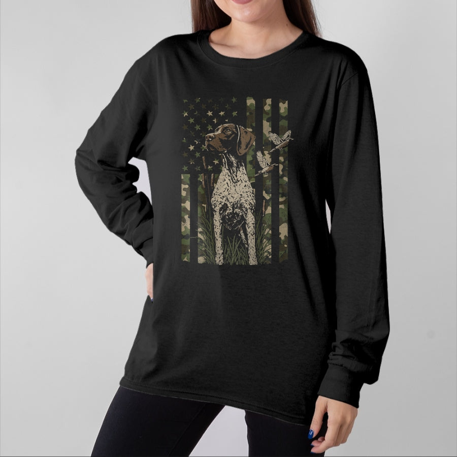 Funny Hunting Shirt, Gift For Hunting Lover Unisex T-Shirt/Hoodie/Sweatshirt HLT00 - Pheasant Hunting Dog Distressed (Design on Back) T-Shirt