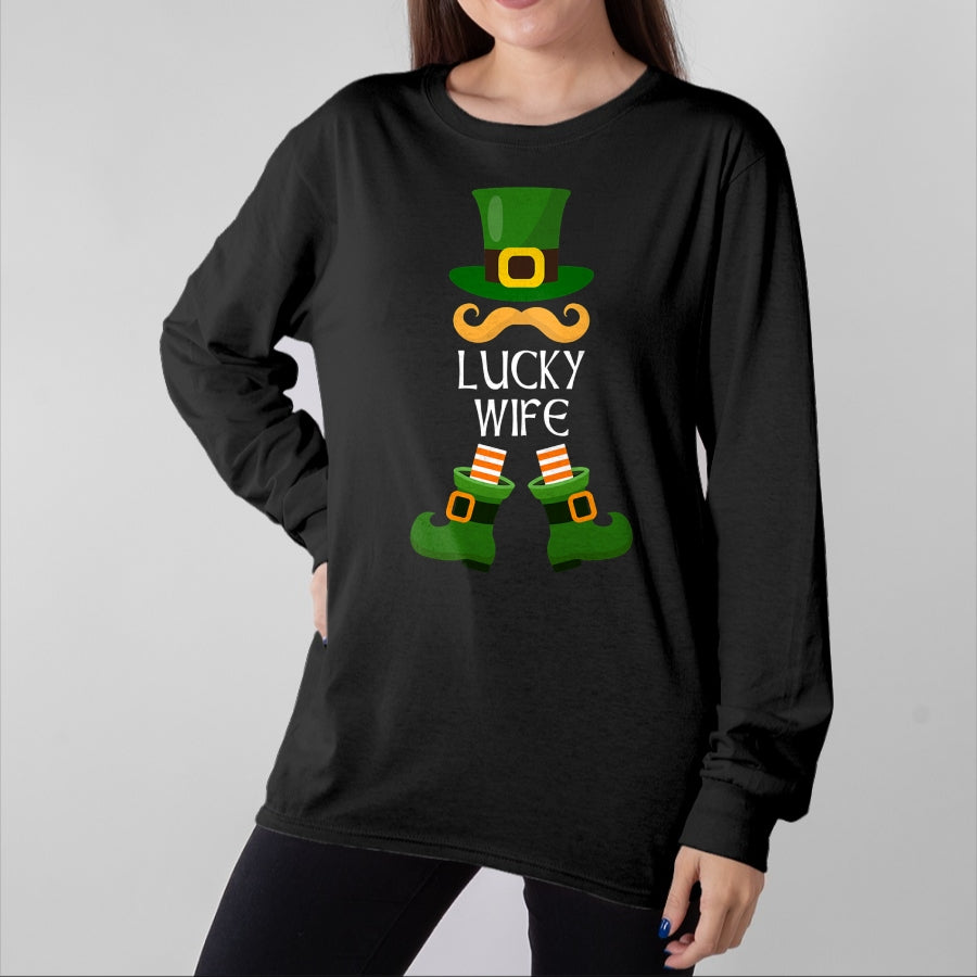 Best Wife Shirt, Wife and Husband Unisex T-Shirt/Hoodie/Sweatshirt HLT00 - Gift for wife T shirt, lucky wife   Lucky Wife Leprechaun Matching Family St Patricks Day T-Shirt