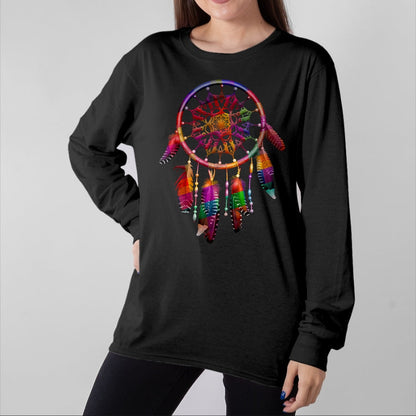 Native American T-Shirts, Vintage Native American Unisex T-Shirt/Hoodie/Sweatshirt HLT00 - Colorful Dreamcatcher Feathers Tribal Native American Indian