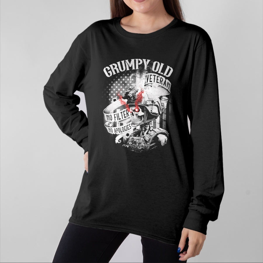 Proud Veteran Shirt, Funny Veteran UnisexT-Shirt/Hoodie/Sweatshirt HLT00 - Grumpy Old Veteran Funny Patriotic Military Humor Design T-Shirt