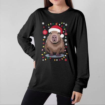Cute Capybara Shirt, Funny Capybara UnisexT-Shirt/Hoodie/Sweatshirt HLT00 - Capybara Christmas Long Sleeve T-Shirt