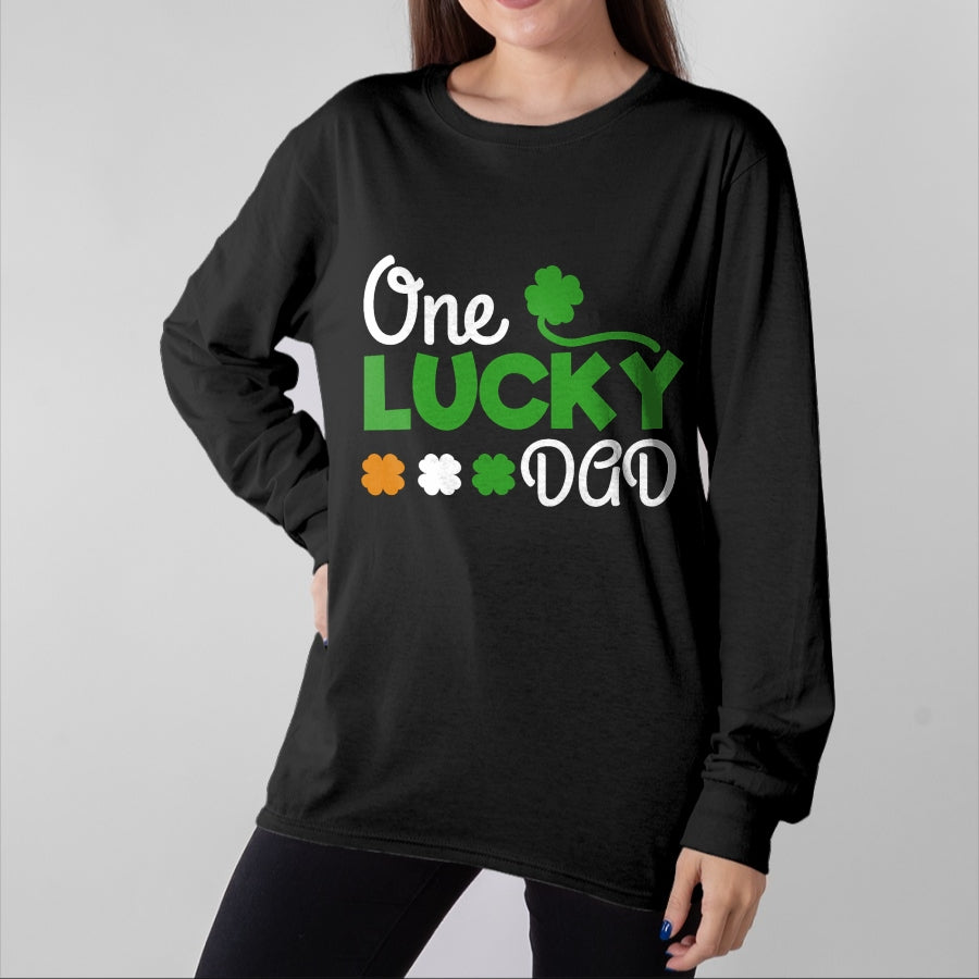 Gift for Dad Shirt, Funny Dad Unisex T-Shirt/Hoodie/Sweatshirt HLT00 – One Lucky Dad st patricks day pregnancy announcement shirt T-Shirt