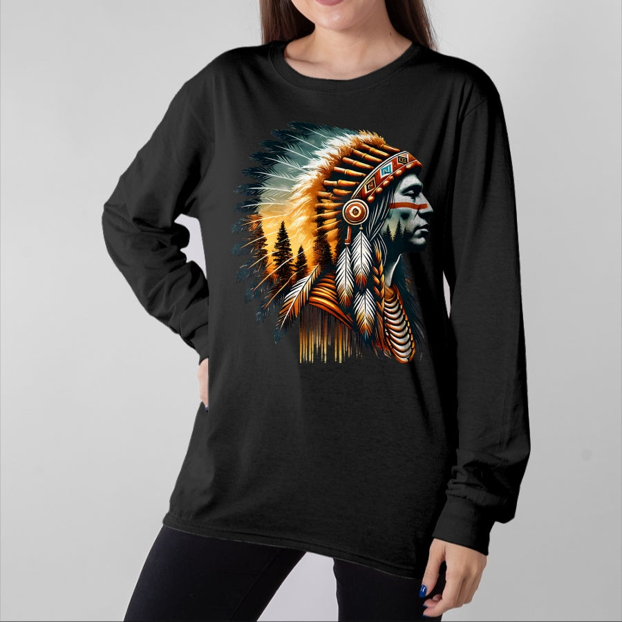 Native American T-Shirts, Vintage Native American Unisex T-Shirt/Hoodie/Sweatshirt HLT00 - Cool Native American Indian Chief Men Women Design