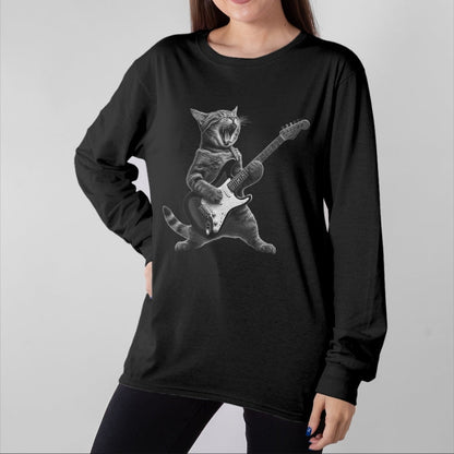 Guitar Lover Shirt, Funny Guitar UnisexT-Shirt/Hoodie/Sweatshirt HLT00 - Funny Cat Playing Guitar Rock and Roll Gifts Men Women Kid T-Shirt