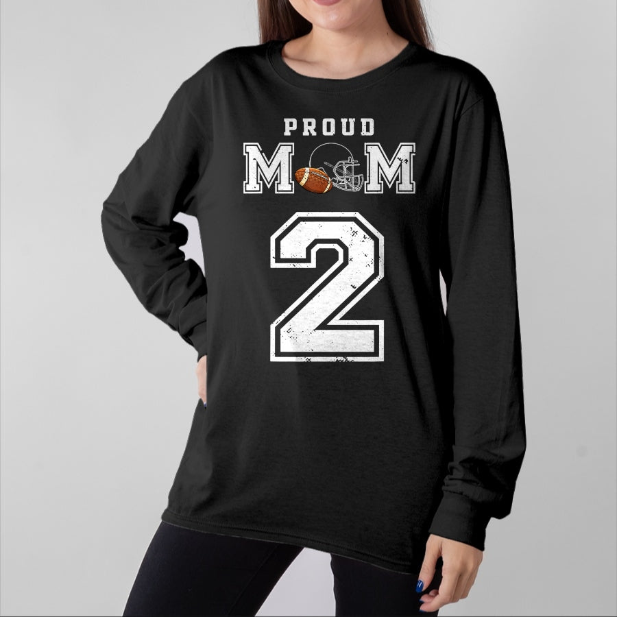 Gift for Mom Shirt, Funny Mom Unisex T-Shirt/Hoodie/Sweatshirt HLT00 - Proud Football Mom Number 2 Personalized Custom For Mom T-Shirt