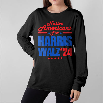 Native American T-Shirts, Vintage Native American Unisex T-Shirt/Hoodie/Sweatshirt HLT00 - Native Americans for Harris Walz Kamala for President