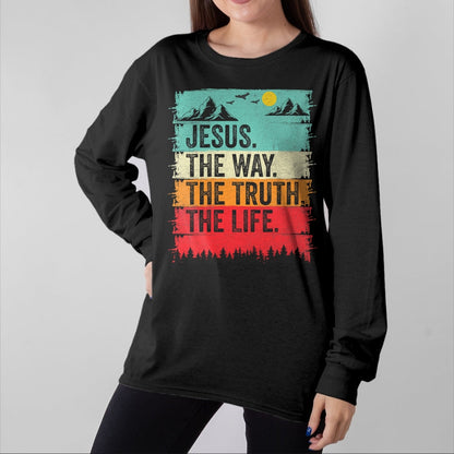 Christian Tee, Christian Faith Unisex T-Shirt/Hoodie/Sweatshirt HLT00 - Jesus The Way Truth Life Women Men Kids Christian Worship T-Shirt (1)