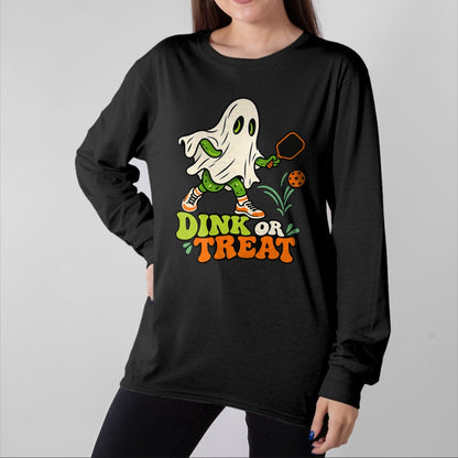 Funny Pickleball Shirt, Pickleball Lover Unisex T-Shirt/Hoodie/Sweatshirt HLT00 - Halloween Pickleball Ghost Men Women Pickleball Halloween T-Shirt