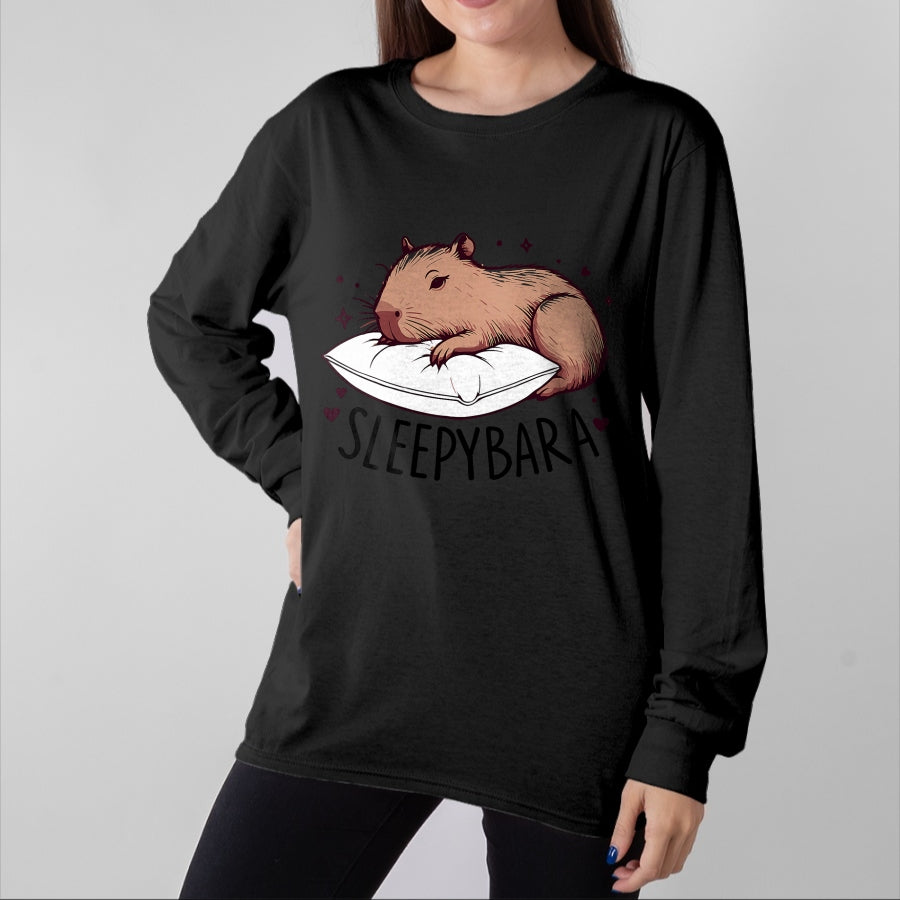 Cute Capybara Shirt, Funny Capybara Unisex T-Shirt/Hoodie/Sweatshirt HLT00 - Kids Capybara Funny Sleepybara Sleep Pajamas Girls Boys T-Shirt