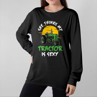 Best Farmer Life Shirt, Funny Farmer UnisexT-Shirt/Hoodie/Sweatshirt HLT00 - she thinks my tractor is sexy Design perfect for any farmer T-Shirt