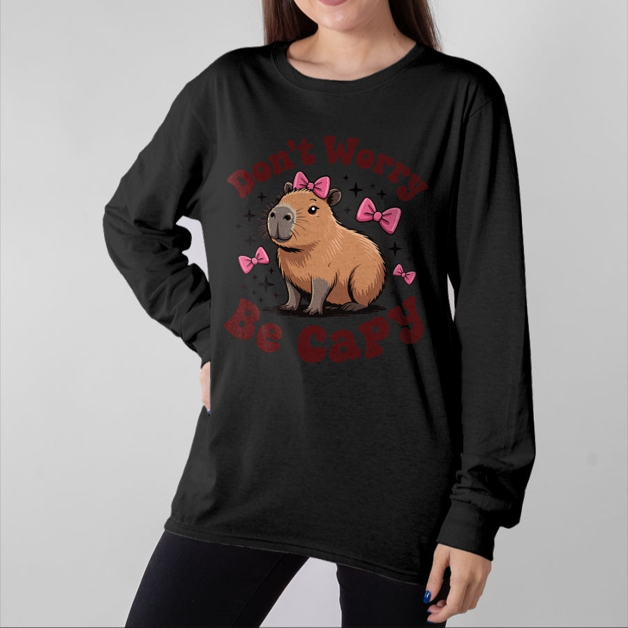 Cute Capybara Shirt, Funny Capybara Unisex T-Shirt/Hoodie/Sweatshirt HLT00 - Toddler Girl Capybara Birthday Gift Cute Don’t Worry Be Capy T-Shirt