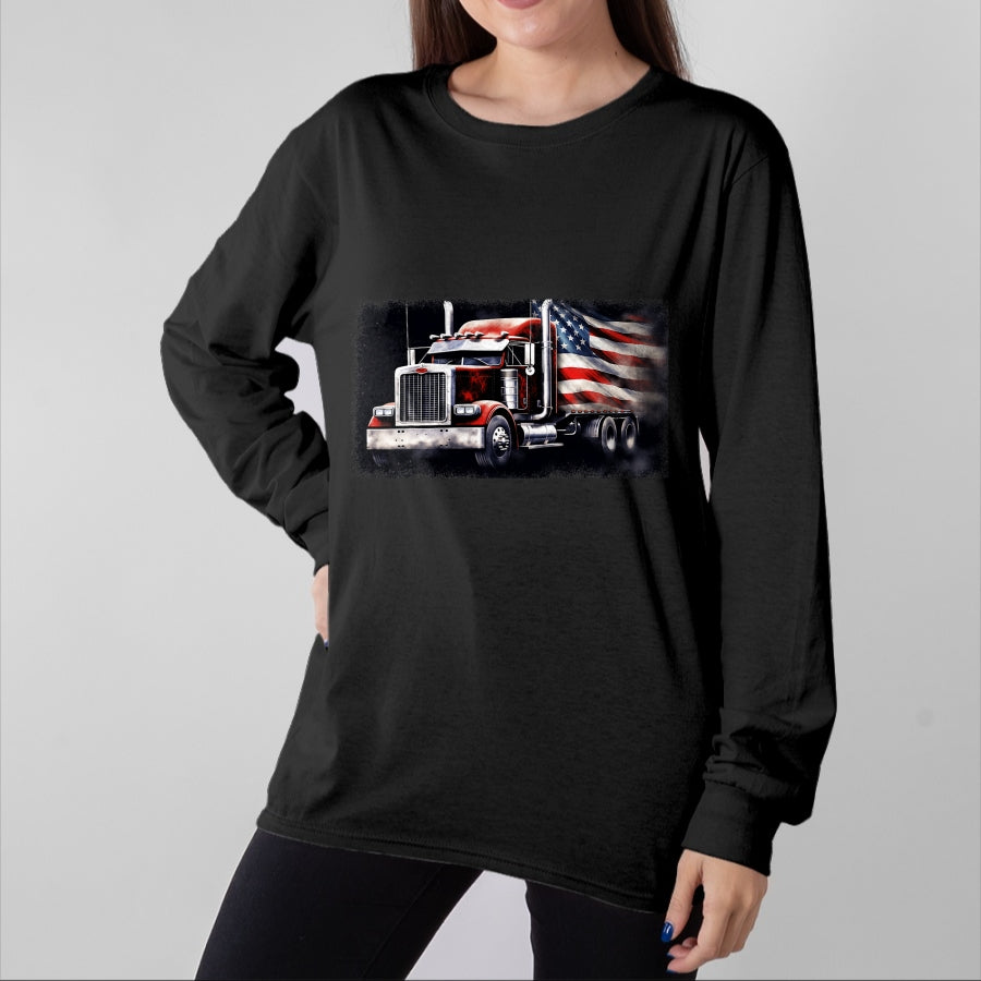 Best Truck Driver Life Shirt, Funny Trucker UnisexT-Shirt/Hoodie/Sweatshirt HLT00 - US American Flag Semi Truck Driver Trucker T-Shirt