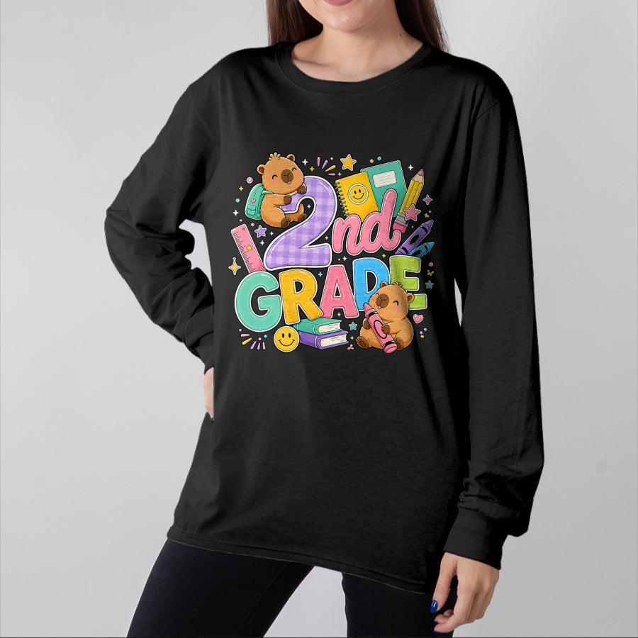 Cute Capybara Shirt, Funny Capybara Unisex T-Shirt/Hoodie/Sweatshirt HLT00 - Cute Capybara 2nd Grade Back to School Second Grader Teacher T-Shirt