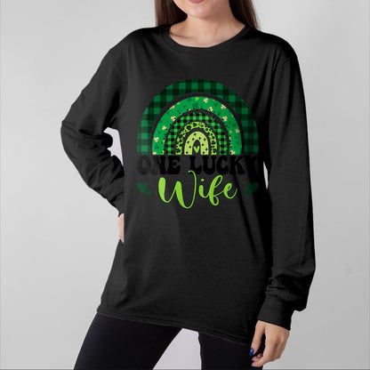 Best Wife Shirt, Wife and Husband Unisex T-Shirt/Hoodie/Sweatshirt HLT00 - Gift for wife T shirt, lucky wife   One Lucky Wife Rainbow Irish St Patricks Day Shamrock T-Shirt