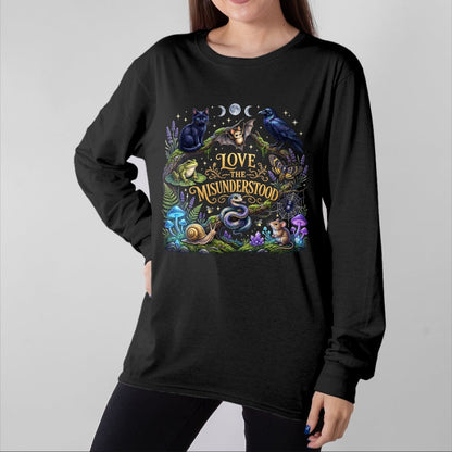 Cat Love Shirt, Funny Cat Lover Gift UnisexT-Shirt/Hoodie/Sweatshirt HLT00 - Love The Misunderstood Bat Raven Cat Snake Spider Frog Moth T-Shirt (1)