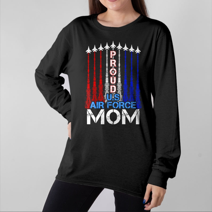 Gift for Mom Shirt, Funny Mom Unisex T-Shirt/Hoodie/Sweatshirt HLT00 - ic Jet 4th Of July Proud US Air Force Mom US Flag T-Shirt