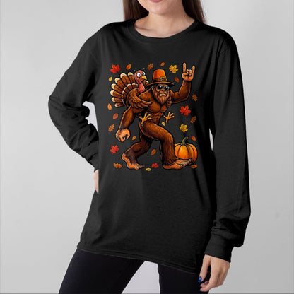 Best Thanksgiving Family Shirt , Funny Thanksgiving UnisexT-Shirt/Hoodie/Sweatshirt HLT00 - Bigfoot Funny Turkey Pumpkin Thanksgiving Day Boys Men T-Shirt