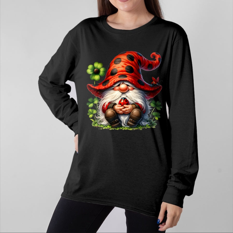 Gift for Mom Shirt, Funny Mom Unisex T-Shirt/Hoodie/Sweatshirt HLT00 - Ladybug Gnome For Lucky Mom And Dad Life With Shamrocks T-Shirt