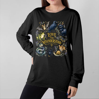 Cat Love Shirt, Funny Cat Lover Gift UnisexT-Shirt/Hoodie/Sweatshirt HLT00 - Love The Misunderstood Bat Raven Cat Snake Spider Moth Frog T-Shirt