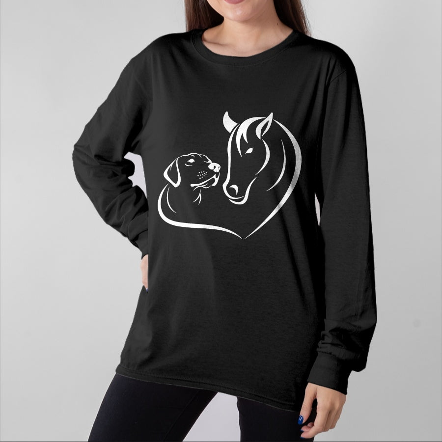 Best Horse Lover Shirt , Funny Horse UnisexT-Shirt/Hoodie/Sweatshirt HLT00 - Horse and Dog Women and Men Motif Horse Dog Lover T-Shirt T-Shirt