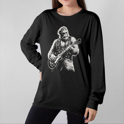 Guitar Lover Shirt, Funny Guitar UnisexT-Shirt/Hoodie/Sweatshirt HLT00 - Vintage Bigfoot Playing Guitar Funny Sasquatch Rock Music T-Shirt (1)